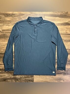 Vuori Long Sleeve Strato Tech Polo Shirt Mens L Navy Heather Stretch Relaxed Fit